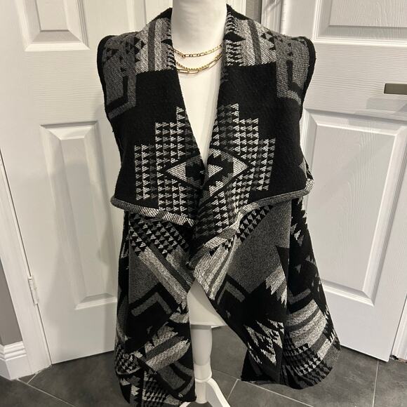 Me Jane Aztec Waterfall Open Front Vest – Women’s Large Wool Blend southwestern - Picture 1 of 3